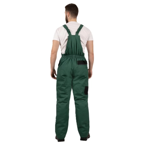 Salopeta cu pieptar vatuita bumbac hidrofobizat, verde cu negru Salopeta cu pieptar vatuita bumbac hidrofobizat, verde cu negru
