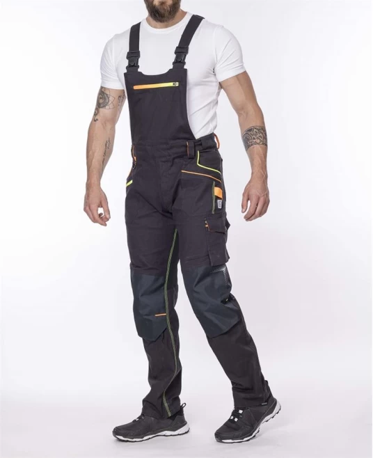 Salopeta cu pieptar stretch, material durabil si comod, slim fit, negru Salopeta cu pieptar stretch, material durabil si comod, slim fit, negru