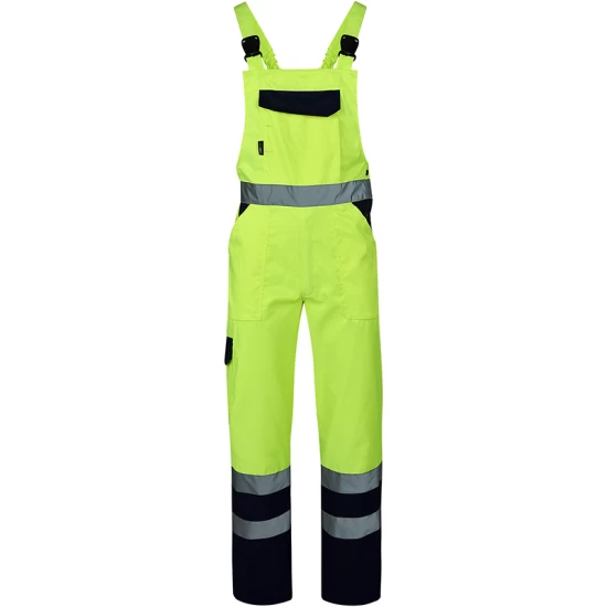 Salopeta cu pieptar HiVis tercot 250 g/mp, galben neon Salopeta cu pieptar HiVis tercot 250 g/mp, galben neon