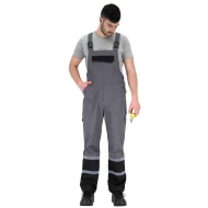 Salopeta cu pieptar Chars  tercot cu dungi reflectorizante, 240g/m2, gri