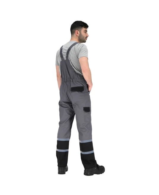 Salopeta cu pieptar Chars  tercot cu dungi reflectorizante, 240g/m2, gri