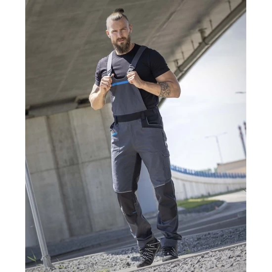 Salopeta cu pieptar 4xstretch premium slimfit, gri inchis Salopeta cu pieptar 4xstretch premium slimfit, gri inchis