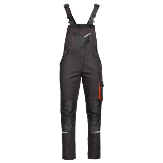 Salopeta cu pieptar tercot Kastor stretch, 250g/m2, negru/portocaliu Salopeta cu pieptar tercot Kastor stretch, 250g/m2, negru/portocaliu