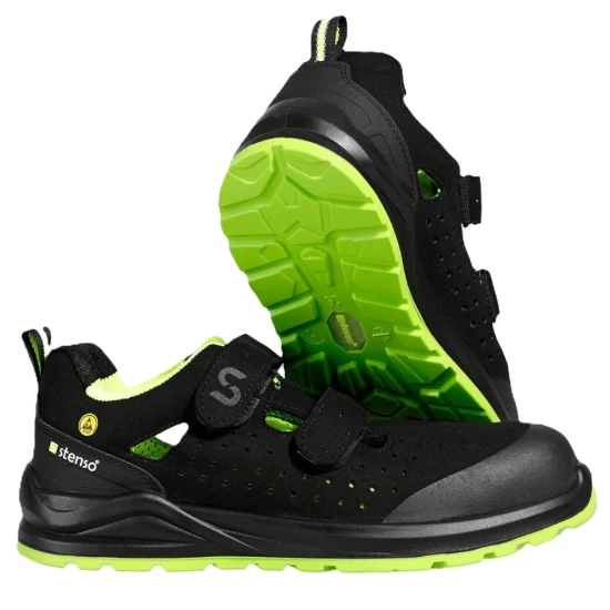 Sandale de protectie S1PS ESD foarte comode, negru-verde Sandale de protectie S1PS ESD foarte comode, negru-verde