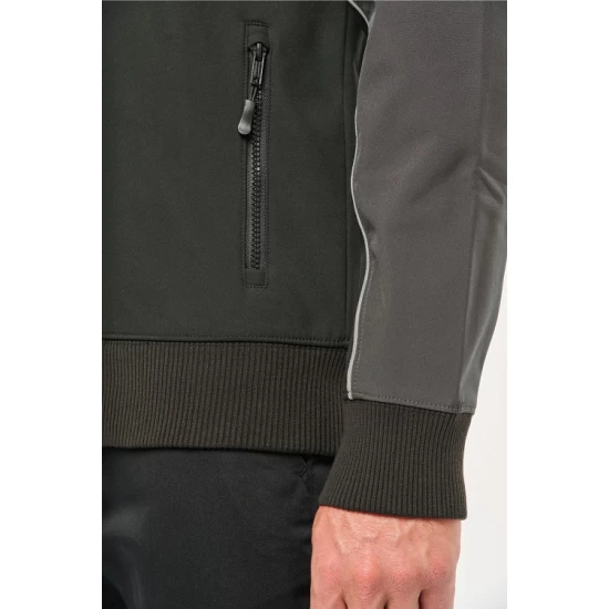 Softshell unisex bicolor, cu gluga, Bleumarin-albastru regal Softshell unisex bicolor, cu gluga, Bleumarin-albastru regal