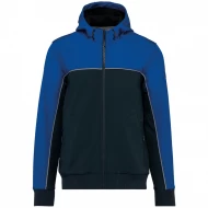 Softshell unisex bicolor, cu gluga, Bleumarin-albastru regal Softshell unisex bicolor, cu gluga, Bleumarin-albastru regal