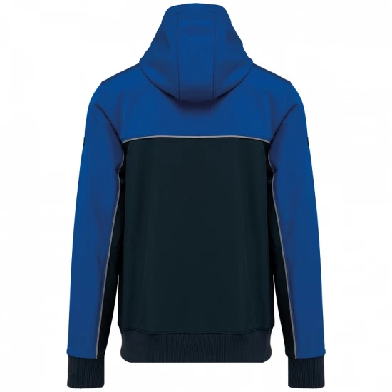 Softshell unisex bicolor, cu gluga, Bleumarin-albastru regal Softshell unisex bicolor, cu gluga, Bleumarin-albastru regal