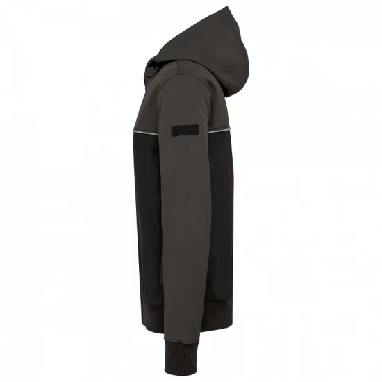 Softshell unisex bicolor, cu gluga, Negru-gri inchis Softshell unisex bicolor, cu gluga, Negru-gri inchis
