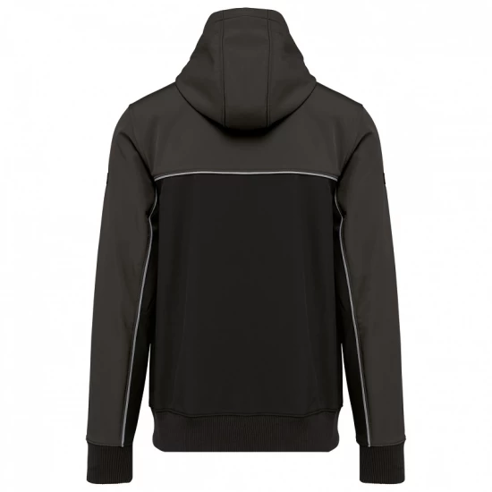 Softshell unisex bicolor, cu gluga, Negru-gri inchis Softshell unisex bicolor, cu gluga, Negru-gri inchis