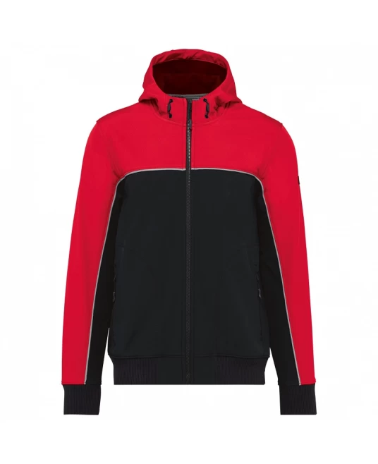 Softshell unisex bicolor, cu gluga, Negru-rosu Softshell unisex bicolor, cu gluga, Negru-rosu