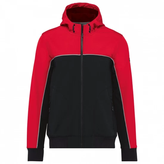 Softshell unisex bicolor, cu gluga, Negru-rosu Softshell unisex bicolor, cu gluga, Negru-rosu