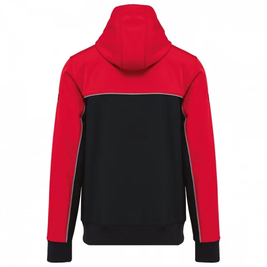 Softshell unisex bicolor, cu gluga, Negru-rosu Softshell unisex bicolor, cu gluga, Negru-rosu