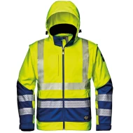 Jacheta softshell HiVis premium cu maneci detasabile, galben albastru