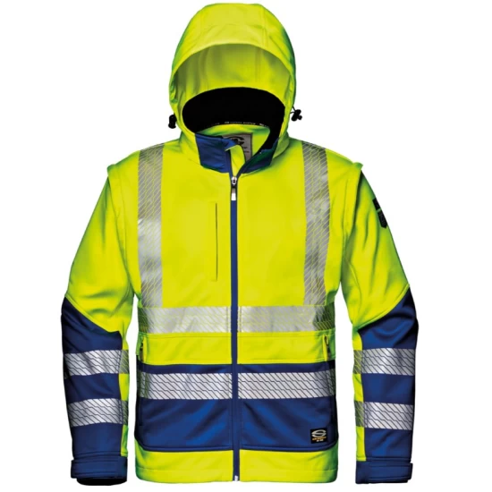 Jacheta softshell HiVis cu maneci detasabile, galben bleumarin Jacheta softshell HiVis cu maneci detasabile, galben bleumarin