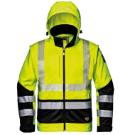 Jacheta softshell HiVis cu maneci detasabile, galben negru Jacheta softshell HiVis cu maneci detasabile, galben negru