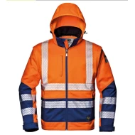 Jacheta softshell HiVis cu maneci detasabile, portocaliu bleumarin Jacheta softshell HiVis cu maneci detasabile, portocaliu bleumarin