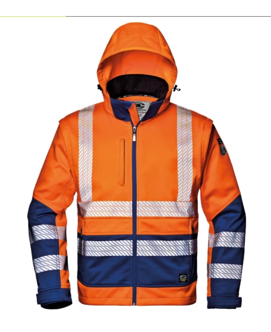Jacheta softshell HiVis cu maneci detasabile, portocaliu bleumarin Jacheta softshell HiVis cu maneci detasabile, portocaliu bleumarin
