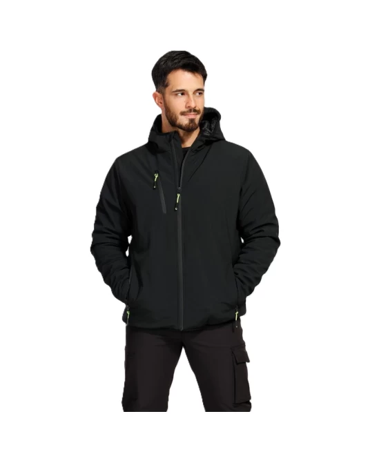 Jacheta softshell de iarna cu gluga, captuseala fleece, negru Jacheta softshell de iarna cu gluga, captuseala fleece, negru