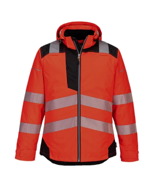 Jacheta vatuita premium HiVis, rosu negru Jacheta vatuita premium HiVis, rosu negru