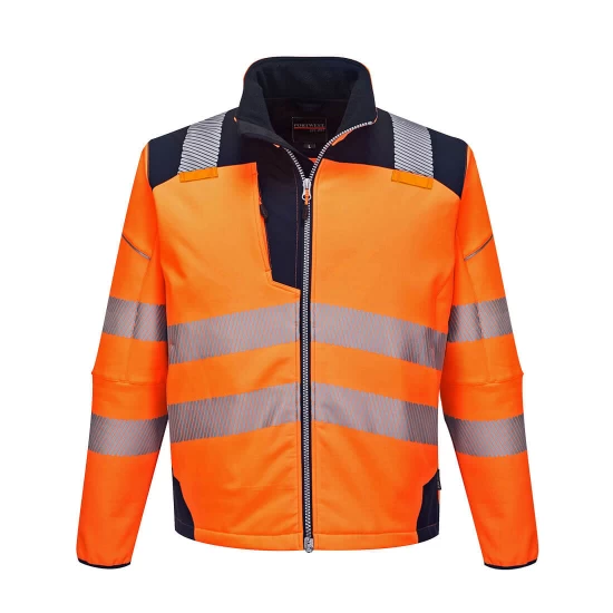Jacheta premium softshell HiVis reflectorizant PW3, Portocaliu bleumarin Jacheta premium softshell HiVis reflectorizant PW3, Portocaliu bleumarin