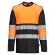 Tricou Hi-Vis premium cu maneca lunga, continut ridicat din bumbac si dungi segmentate, Portocaliu-Negru Tricou Hi-Vis premium cu maneca lunga, continut ridicat din bumbac si dungi segmentate, Portocaliu-Negru