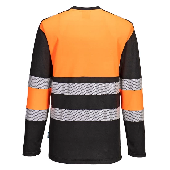 Tricou Hi-Vis premium cu maneca lunga, continut ridicat din bumbac si dungi segmentate, Portocaliu-Negru Tricou Hi-Vis premium cu maneca lunga, continut ridicat din bumbac si dungi segmentate, Portocaliu-Negru