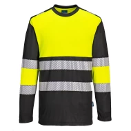 Tricou Hi-Vis premium cu maneca lunga, continut ridicat din bumbac si dungi segmentate, Galben-Negru