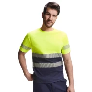 Tricou HiVis cu 55% bumbac, 170 g/mp Galben/Bleumarin