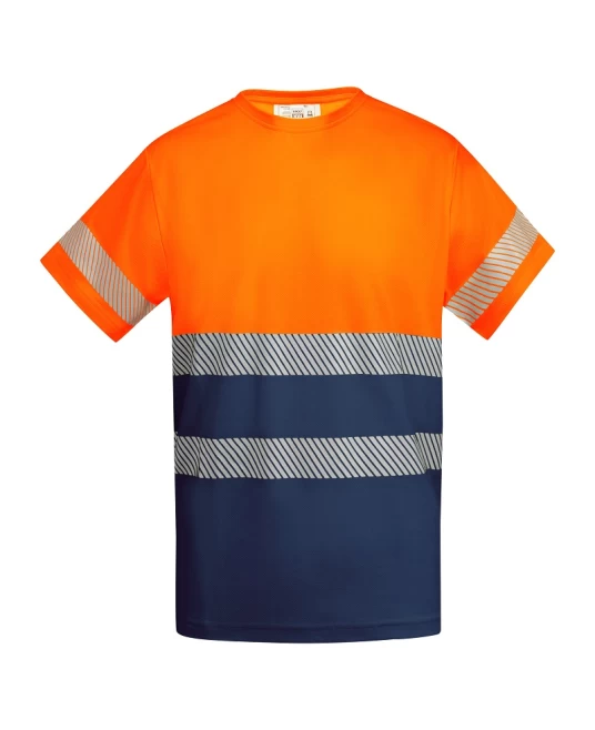 Tricou HiVis cu 55% bumbac, 170 g/mp Portocaliu/Bleumarin