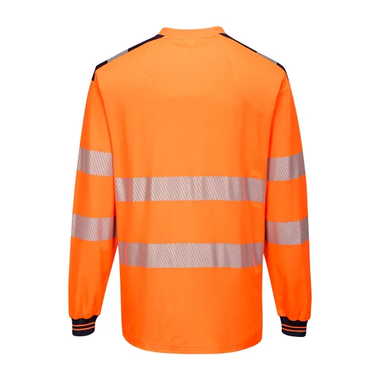 Tricou HiVis premium, maneca lunga, 55% bumbac, 45% poliester, 175g/m2, Portocaliu-Bleumarin Tricou HiVis premium, maneca lunga, 55% bumbac, 45% poliester, 175g/m2, Portocaliu-Bleumarin