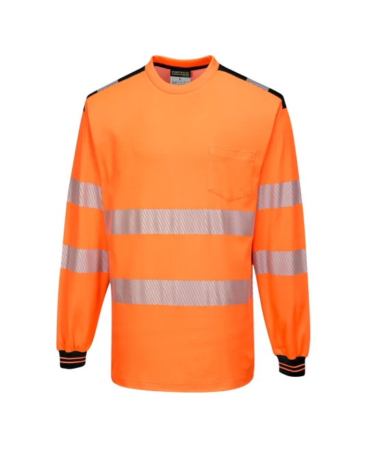 Tricou HiVis premium, maneca lunga, 55% bumbac, 45% poliester, 175g/m2, Portocaliu-Negru Tricou HiVis premium, maneca lunga, 55% bumbac, 45% poliester, 175g/m2, Portocaliu-Negru