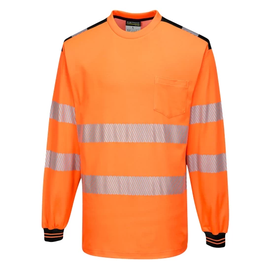 Tricou HiVis premium, maneca lunga, 55% bumbac, 45% poliester, 175g/m2, Portocaliu-Negru Tricou HiVis premium, maneca lunga, 55% bumbac, 45% poliester, 175g/m2, Portocaliu-Negru