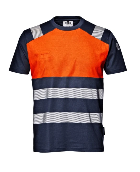 Tricou  HiVis premium, 55% bumbac, 175g/m2, bleumarin-portocaliu