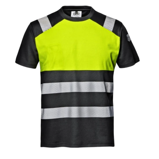 Tricou  HiVis premium, 55% bumbac, 175g/m2, negru-galben