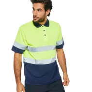 Tricou polo HiVis reflectorizant, poliester, Galben  bleumarin