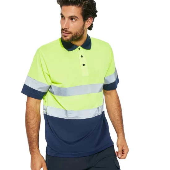 Tricou polo HiVis reflectorizant, poliester, Galben bleumarin Tricou polo HiVis reflectorizant, poliester, Galben bleumarin