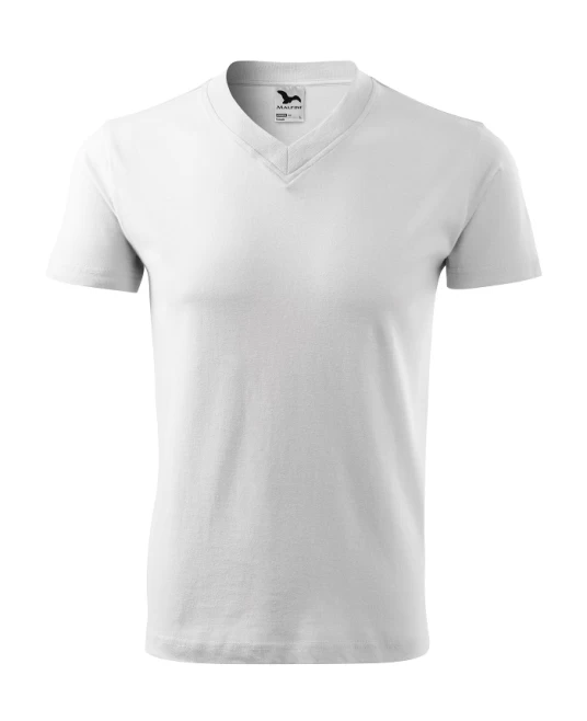 Tricou barbati V-neck 102 Malfini, bumbac 160g/m2 Alb