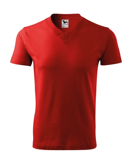 Tricou barbati V-neck 102 Malfini, bumbac 160g/m2 Rosu