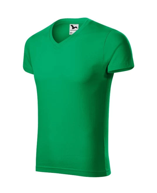 Tricou barbati 180g/m2, bumbac 146 Slim Fit V-neck Verde mediu Tricou barbati 180g/m2, bumbac 146 Slim Fit V-neck Verde mediu
