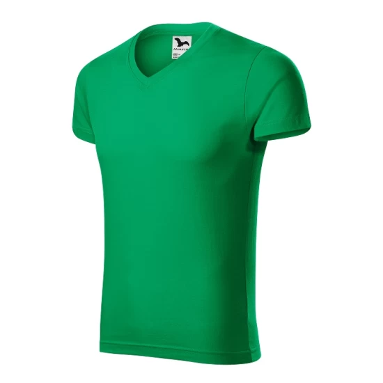 Tricou barbati 180g/m2, bumbac 146 Slim Fit V-neck Verde mediu Tricou barbati 180g/m2, bumbac 146 Slim Fit V-neck Verde mediu
