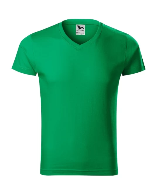 Tricou barbati 180g/m2, bumbac 146 Slim Fit V-neck Verde mediu Tricou barbati 180g/m2, bumbac 146 Slim Fit V-neck Verde mediu