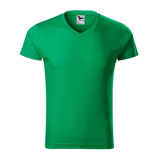 Tricou barbati 180g/m2, bumbac 146 Slim Fit V-neck Verde mediu Tricou barbati 180g/m2, bumbac 146 Slim Fit V-neck Verde mediu