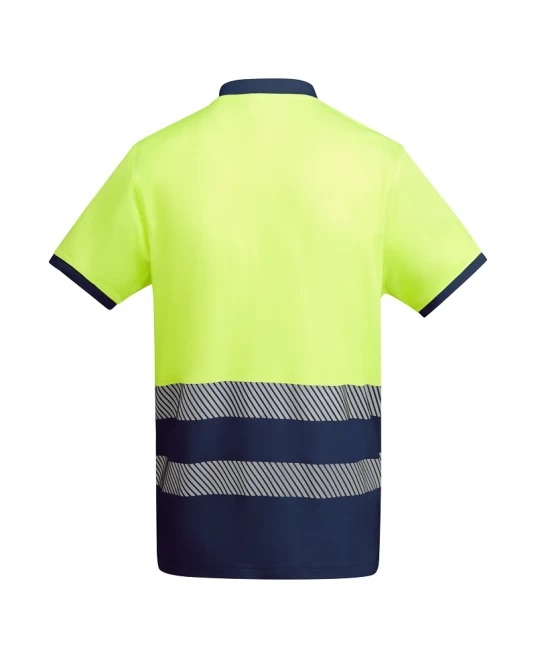 Tricou polo Hi-Vis bicolor, 55% bumbac, 170 g/mp, Galben-Bleumarin