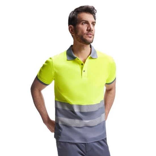 Tricou polo Hi-Vis bicolor, 55% bumbac, 170 g/mp, Galben-Bleumarin Tricou polo Hi-Vis bicolor, 55% bumbac, 170 g/mp, Galben-Bleumarin