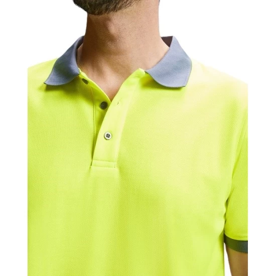 Tricou polo Hi-Vis bicolor, 55% bumbac, 170 g/mp, Galben-Bleumarin Tricou polo Hi-Vis bicolor, 55% bumbac, 170 g/mp, Galben-Bleumarin