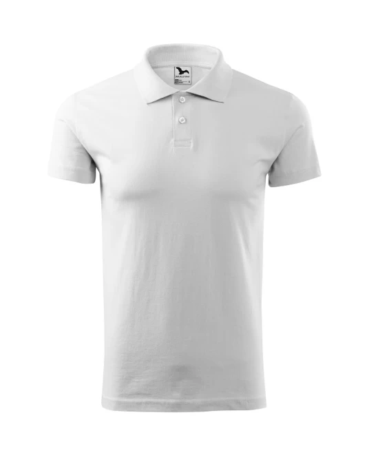 Tricou polo barbati, bumbac 180g/m2, Malfini Single J. 202, Alb