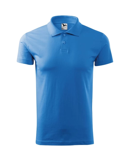 Tricou polo barbati, bumbac 180g/m2, Malfini Single J. 202, Albastru azuriu