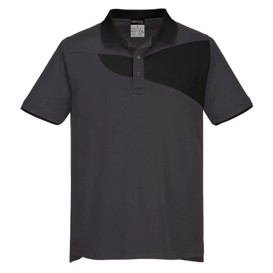 Tricou polo corporate PW2, 144g/m2, Gri/Negru Tricou polo corporate PW2, 144g/m2, Gri/Negru