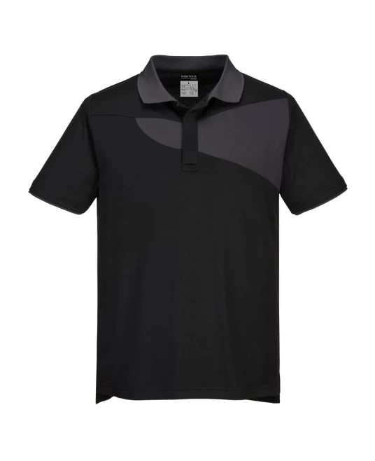 Tricou polo corporate PW2, 144g/m2, Negru/Gri Tricou polo corporate PW2, 144g/m2, Negru/Gri