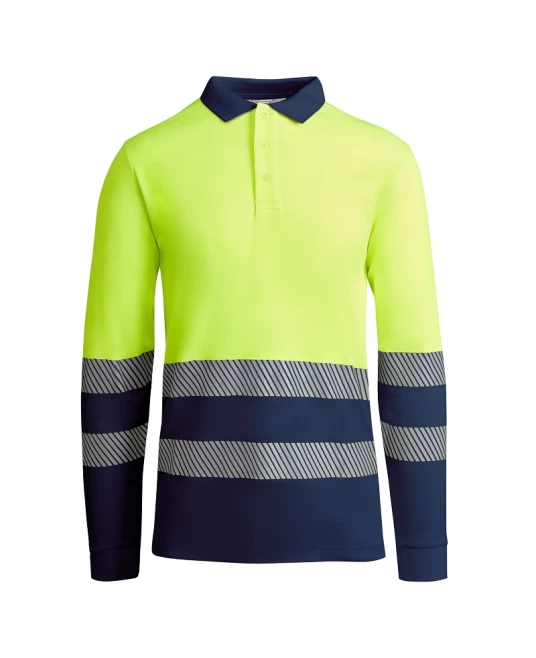 Tricou polo Hi-Vis maneca lunga, continut ridicat din bumbac, 170 g/mp, Galben/Bleumarin Tricou polo Hi-Vis maneca lunga, continut ridicat din bumbac, 170 g/mp, Galben/Bleumarin